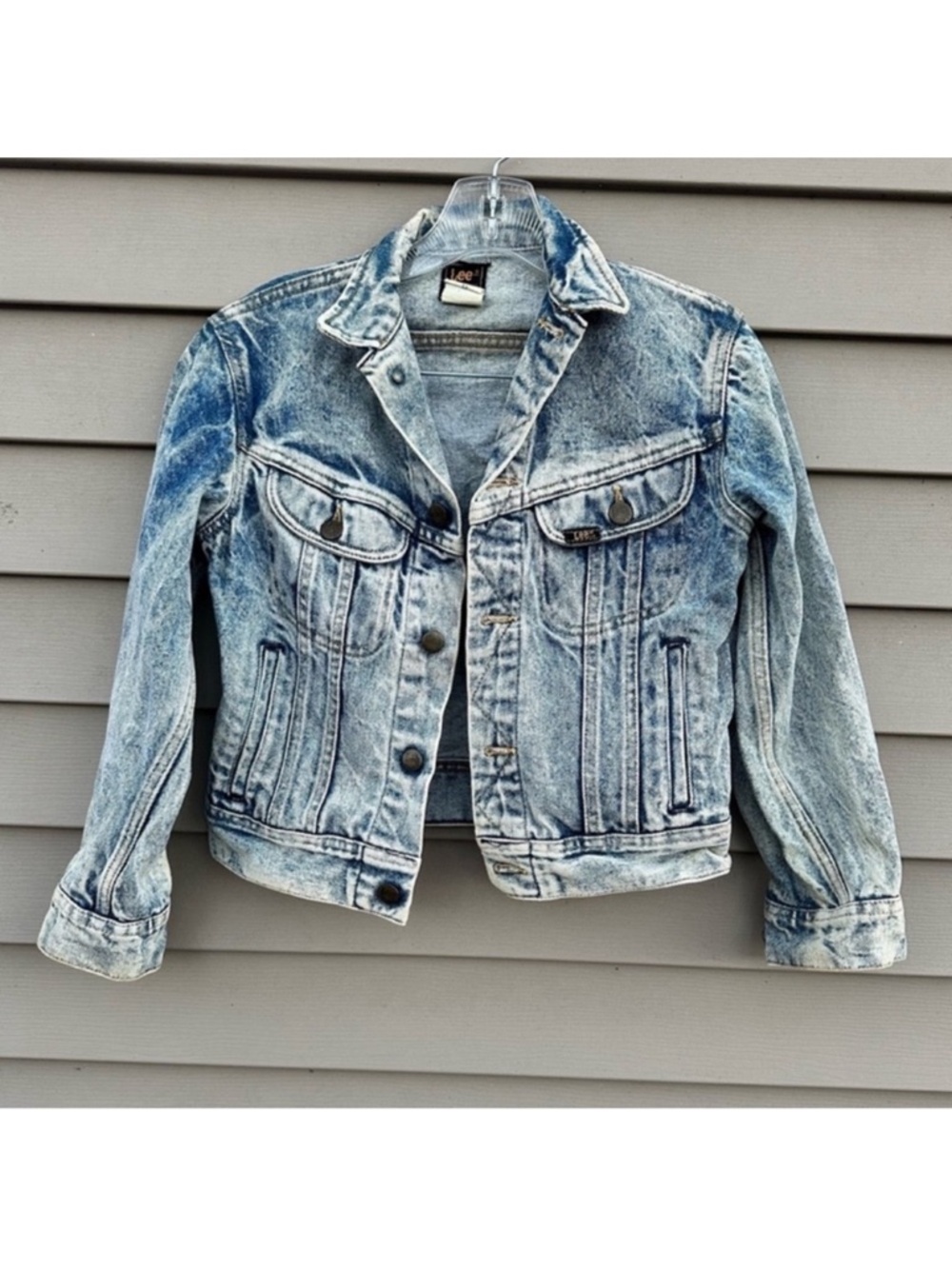 Vintage Lee acid wash denim jean jacket patd-153438 boys sz 12